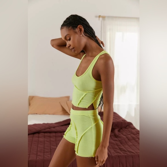 Urban Outfitters Lime Sweet Dreams Seamed Tank Top Lime Yellow - Picture 1 of 3